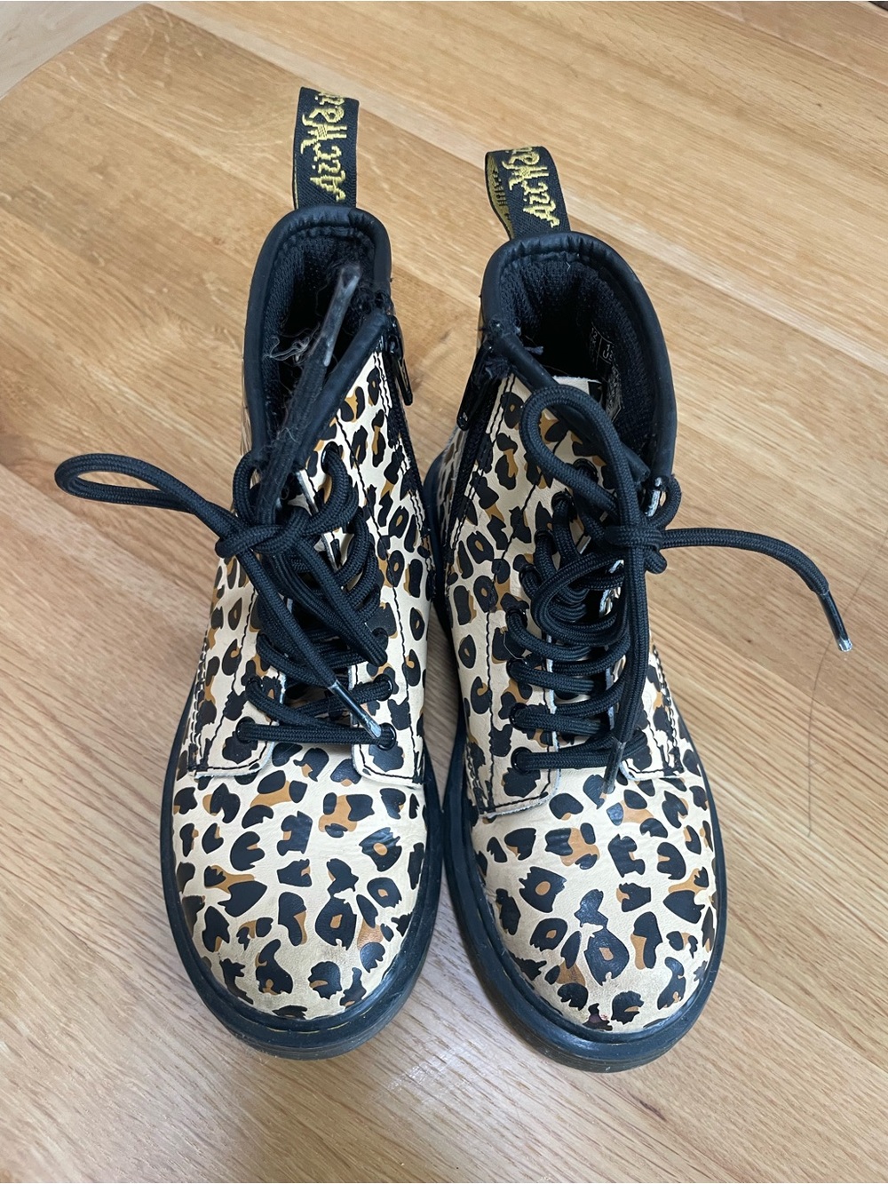 Dr. Martens Kids Leopard Print Lace-Up Boots - Black/Tan